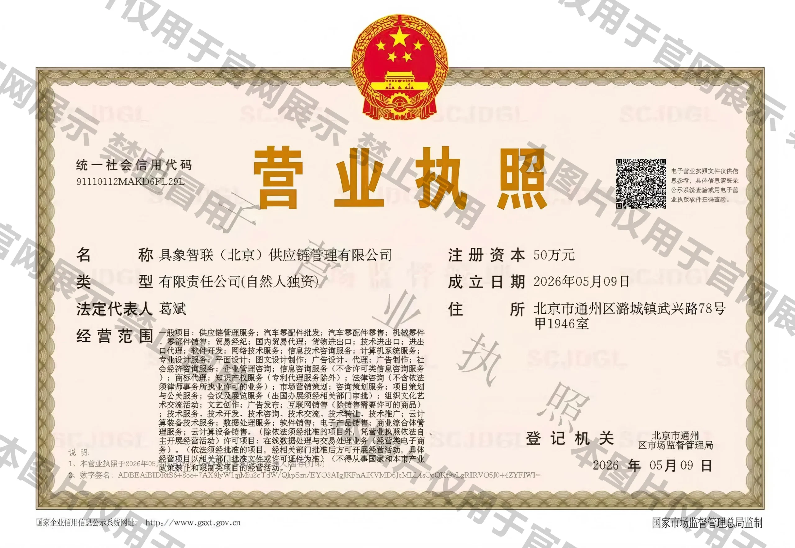 企业营业执照正本